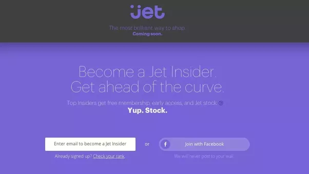 Jet sign up page