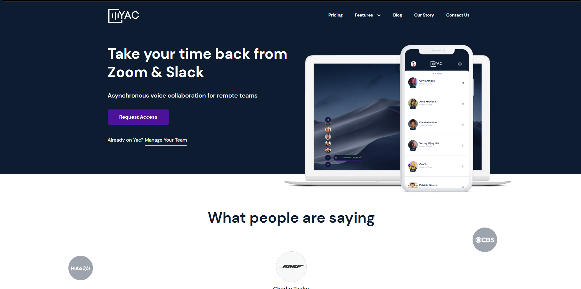 Yac's prelaunch landing page