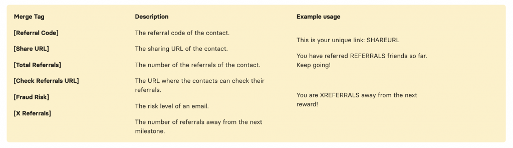 Campaign Monitor Viral Loops integration merge tags